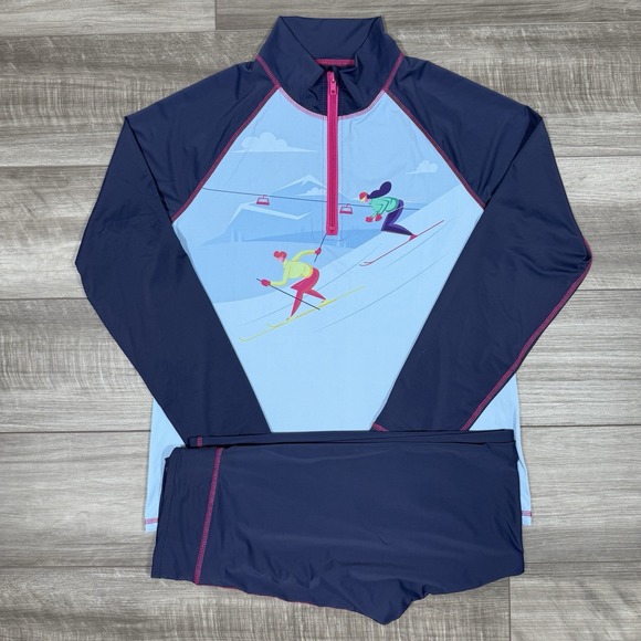 BORN Outdoor 2 PC‎ Base Layer Set Leggings & 1/4 Zip Shirt Ski Womens LARGE NEW - Picture 4 of 9